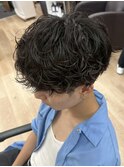 横浜駅シャドウパーマッシュウルフセンターパート波巻きパーマ◆