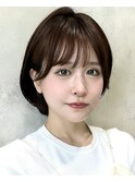 〔岩田莉奈〕地毛風縮毛矯正 ひし形ショートボブ 白髪染め 新宿