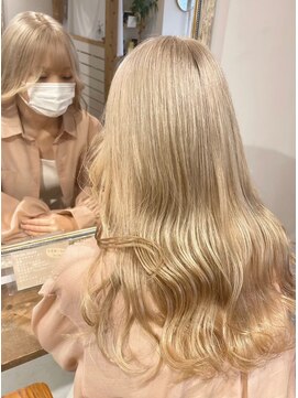 ミモザワークス ヘアアレンジ ブロンドミルクティーベージュ 2ブリーチ