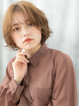 ドクターズサロン LAB 小山店 アプリコットオレンジ立体感ウェーブミニボブu小山20代30代