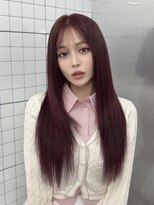 ロムーク 表参道(LOMKH)&nbsp;ロングレイヤーカット顔周りシールエクステ秋ヘーゼルグレージュ