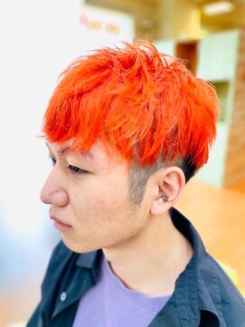 アルチザン(ARTISAN) 【夏色】ツーブロショートマッシュ×ビビットオレンジ