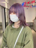 ダブルカラーラベンダーベージュカラーケアブリーチハイトーン