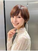 30代40代50代/丸みショート/クビレ/前髪あり/ブラウン/表参道