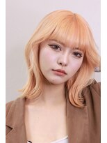 リノショアーズ 元町店(RINOSHORES)&nbsp;ぱっつん前髪知りっぱなしベルボブミディアムペールオレンジ