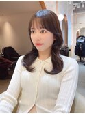セミディダークアッシュシアーカラー姫カット【韓国ヘア鈴木颯】