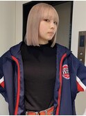 イメチェン/ホワイトブロンド/外ハネボブ/美髪/梅田