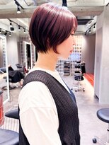 ロンド エメ 柏(Lond aimer)&nbsp;ミニウルフチェリーブラウンブリーチなしショートボブ前髪/柏柏