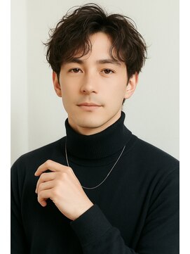 にもう ブルーブラック 韓国マッシュ フェザーパーマ ST20