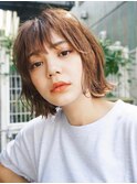 武蔵小杉外はねボブ切りっぱなしボブベージュカラー20代30代