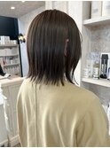 福山市美容室Caary人気 ぱつんと濡れ髪グレージュボブ