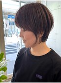 大人ラフウェーブ20代30代40代ボブブラウンスウィングショート