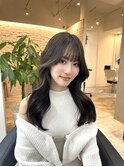 2way バング 韓国前髪シースルーミディアム くびれへア顔周り