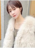 ショートボブ丸みショートカットマッシュショート前髪あり