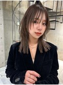 韓国ヘアーハッシュカットレイヤーカットグレージュブリーチ無し