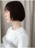 ダークブラウン切りっぱなしぱっつんボブTc2志木20代30代40代