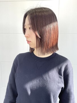 ミモラ(mimola) ぱつっとボブ/チェリーレッド/暖色カラー