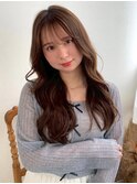 韓国ヘア 前髪カット ベージュブラウン  顔周りレイヤー 艶髪