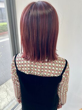ヘアー アイス 御器所本店(HAIR ICI) 40代50代◎上品ワインレッド暖色カラーボブ