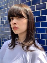 キース ヘアアンドメイク 恵比寿(kith. hair&make)&nbsp;重めバング/毛先軽め/ミディアム/レイヤーカット/グレージュ