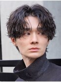メンズパーマルーズパーマシャドウパーマッシュウルフゆるめ