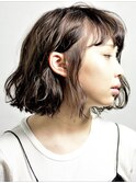 ショートボブ/ダークアッシュ/暗めカラー/ゆるふわパーマ/20代