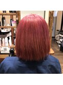 20代30代レッドカラー小顔ボブハイトーンカラー