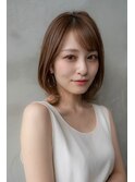 大人かわいい前髪セシルカットココアブラウンフリンジウェーブ