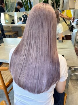 サンク 原宿 表参道(cinq) ラベンダーベージュピンクベージュブリーチカラー顔周りレイヤー