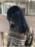 ネイビーカラーブルージュカラーブルーカラーダブルカラー青髪