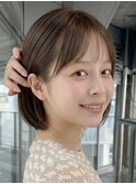 大人可愛いシースルーバングx 小顔ナチュラルボブ