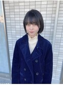 クビレと丸みフェミニンショートボブ☆透明感カラーダークグレー