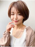 30代40代50代小顔ハンサムショート/チョコレートアッシュ