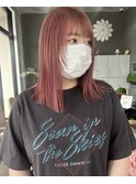 くすみピンク×切りっぱなしカット×フェイスレイヤー【四日市】