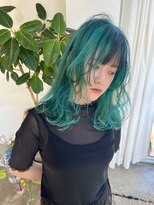 ネス(ness)&nbsp;グリーン/ハイトーン/デザインカラー/ケアブリーチ/セミロング