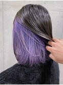 インナーカラー×パープル×イヤリングカラー×インナーボブ