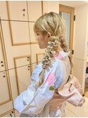 夏祭り ツイン編みおろし 浴衣着付け ヘアセット 横浜★