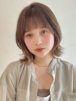 ステアケース 武蔵小杉店(stair:case) くびれボブ大人かわいい外ハネボブオリーブベージュ明るめカラー