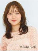 くびれ韓国ミディアムレイヤー小顔似合わせ前髪ミルクブラウン