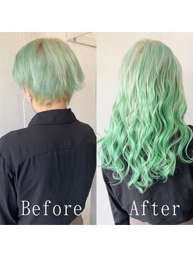 あるじゃんすー 沖縄店 ホワイトグリーン#シールエクステ#セミウェットウェーブ#沖縄