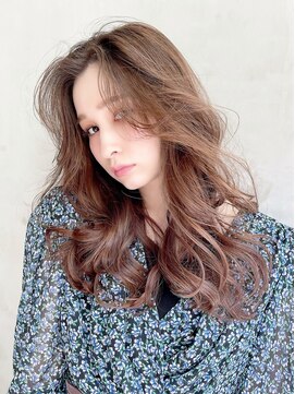 アルバム 銀座(ALBUM GINZA) 韓国ラフウェーブ_チェリーブラウンフェミニンロング_98946