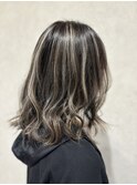 ホワイトコントラストハイライト  白髪ぼかし