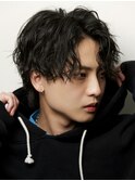 センターパートフェザーパーマシャドウパーマメンズパーマ