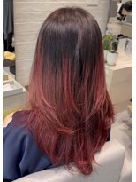 ステア ケース(stair case) レイヤー×バレイヤージュグラデーション レッドカラー