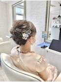 くるりんぱとロープ編みの合わせアレンジ