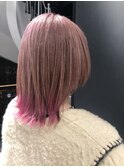 ミディアムウルフ×暖色系デザインカラー