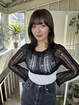 アクアオモテサンドウ(ACQUA omotesando) △オリーブグレージュレアッシュカラーイヤーカットウルフカット