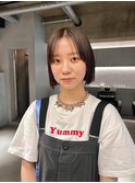 デザインカラーレイヤーカットウェットヘア夏オリーブベージュ