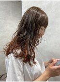ブリーチ無しカラー/暖色カラー/顔まわりカット/20代