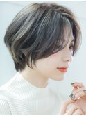 大人可愛い20代30代40代ナチュラルショートボブ×マットカラー